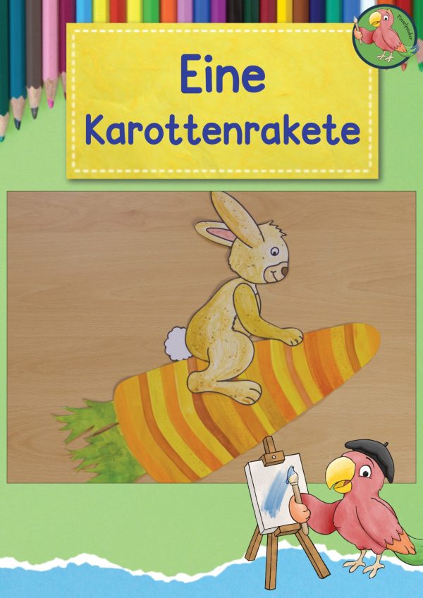 Hase auf der Karottenrakete