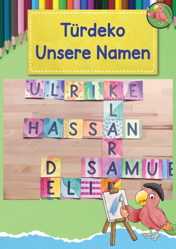 Türdekoration Unsere Namen im Kreuzworträtsel